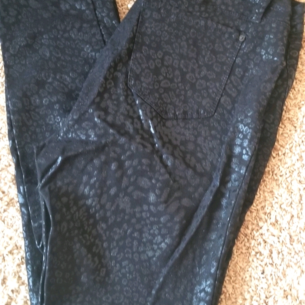 Coated Animal Print Jeans